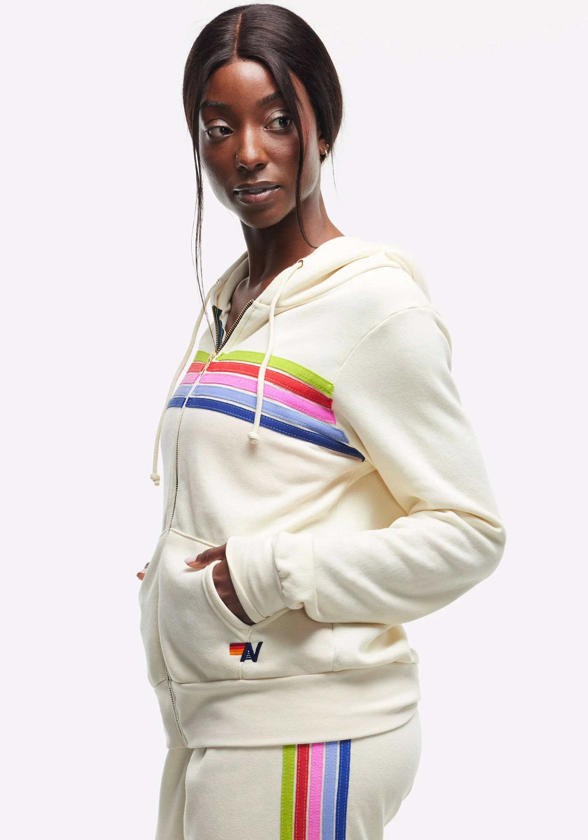 Peloton x Aviator Nation 5 Stripe Zip Hoodie - Image 3