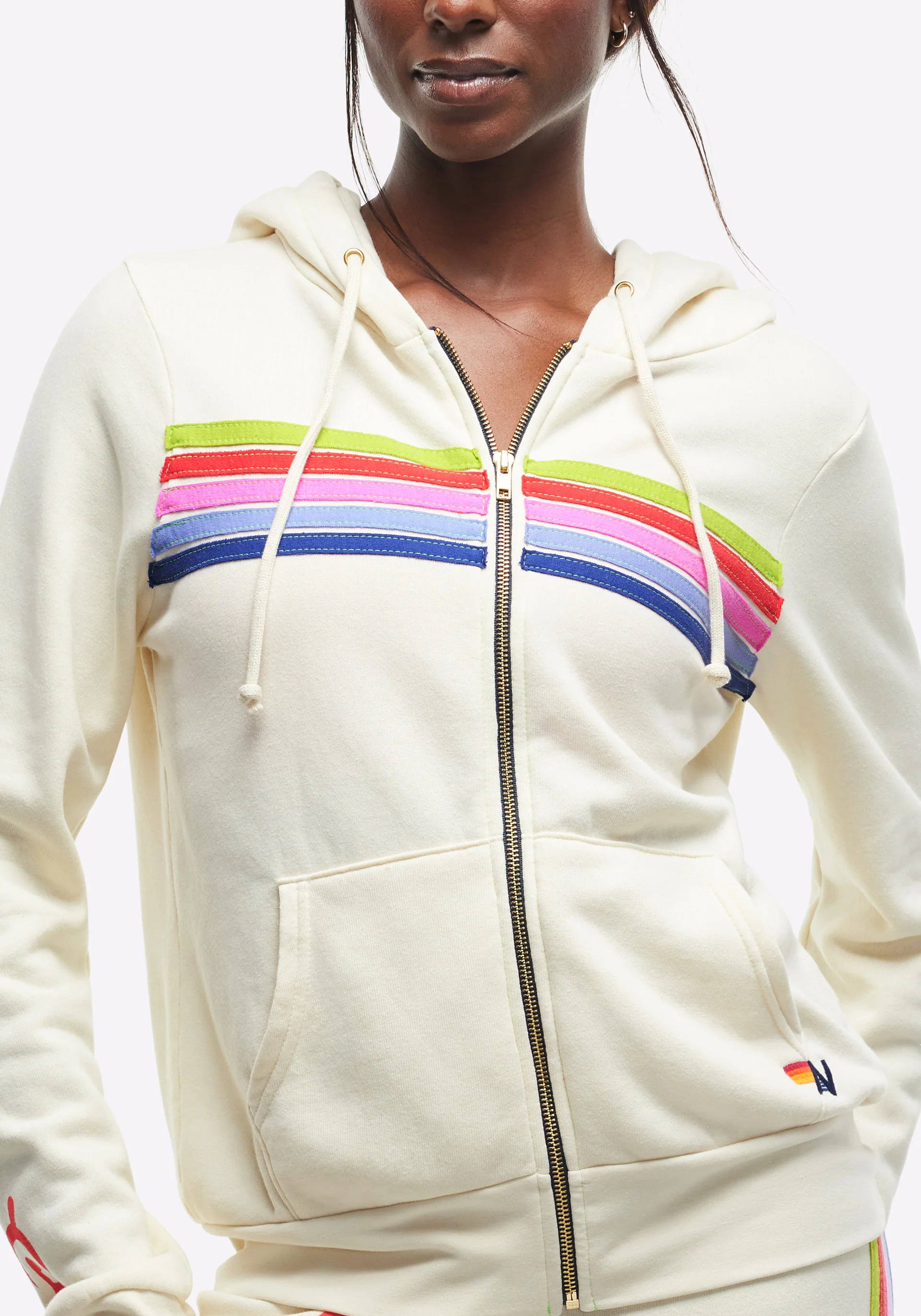 Peloton x Aviator Nation 5 Stripe Zip Hoodie - Image 4