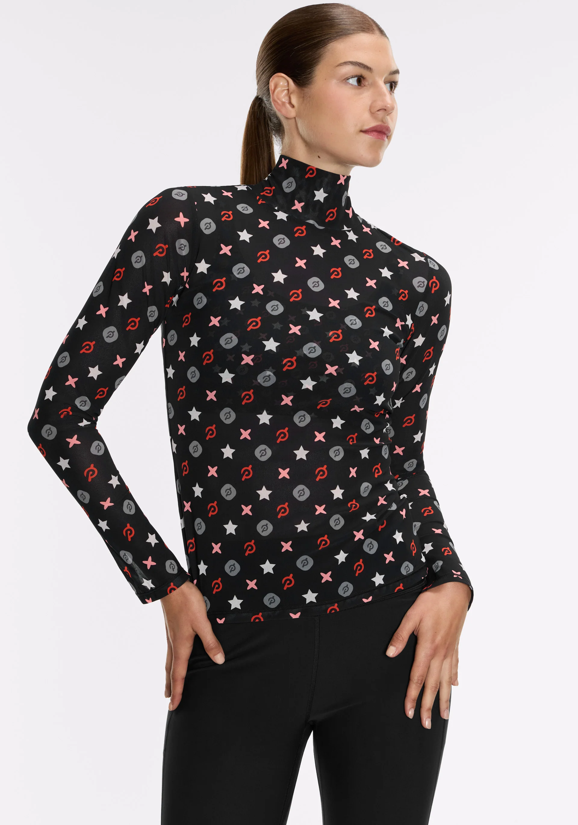 Mesh Mock Neck Long Sleeve